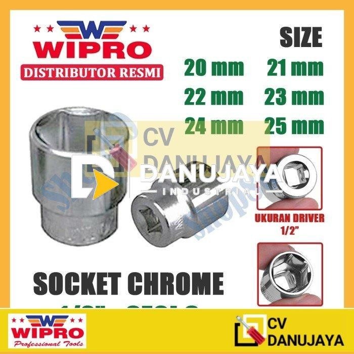 Wipro Mata Kunci Shock Sok Sock 1/2" inci 6PT 20 21 22 23 24 25 mm - 20 mm