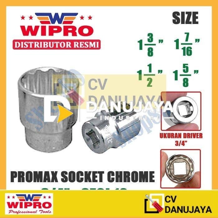 Wipro PR Mata Kunci Shock Sok Sock 3/4 inci 12PT 1 3/8 7/16 1/2 5/8" - 1-3/8"