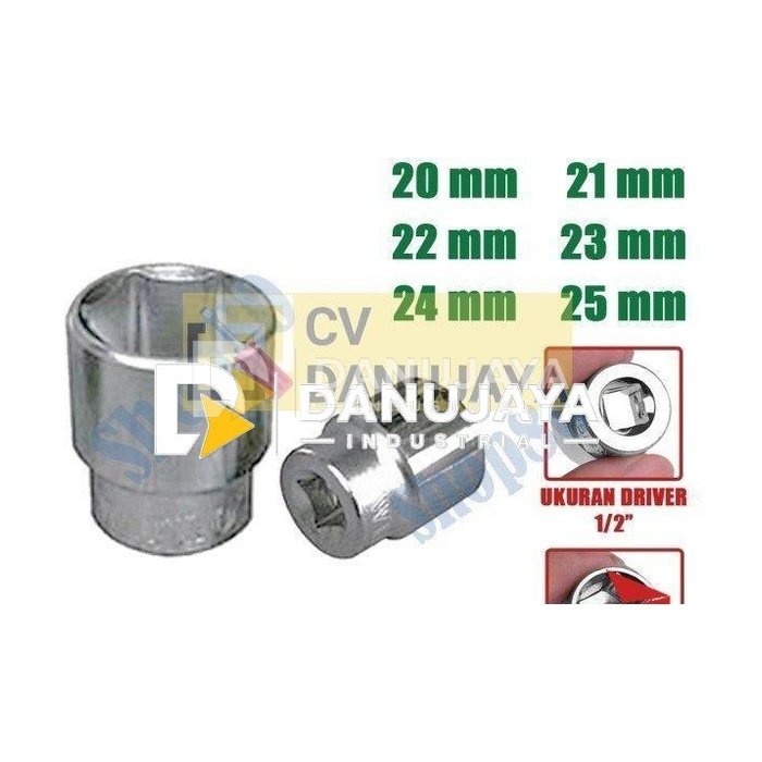 Wipro Mata Kunci Shock Sok Sock 1/2" inci 6PT 20 21 22 23 24 25 mm - 20 mm