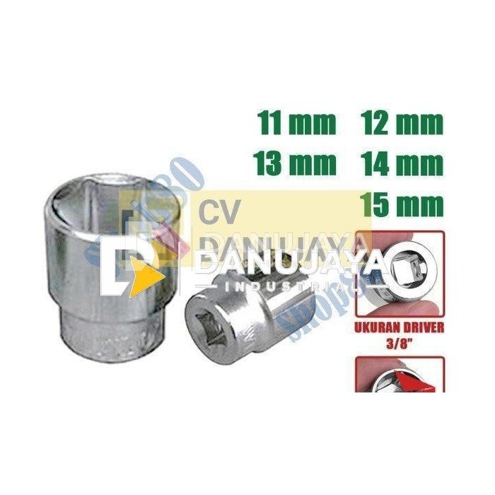 Wipro Mata Kunci Shock Sok Sock 3/8" inci 6PT 11 12 13 14 15 mm - 11 mm