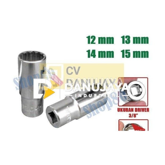 Wipro Mata Kunci Shock Panjang Sok Sock 3/8 inci 12PT 12 13 14 15 mm - 12 mm