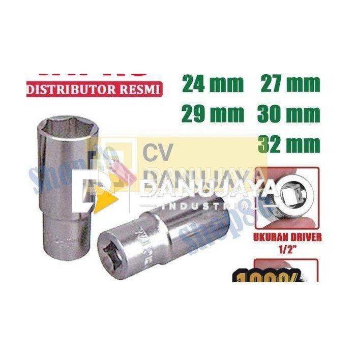 Wipro Mata Kunci Shock Panjang Sok Sock 1/2" 6PT 24 27 29 30 32 mm - 24 mm