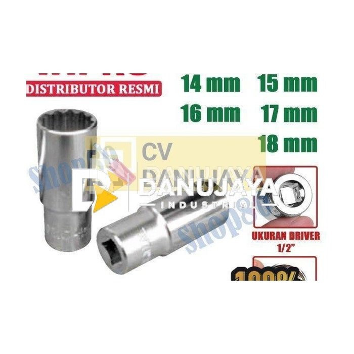 Wipro Mata Kunci Shock Panjang Sok Sock 1/2" 12PT 14 15 16 17 18 mm - 14 mm