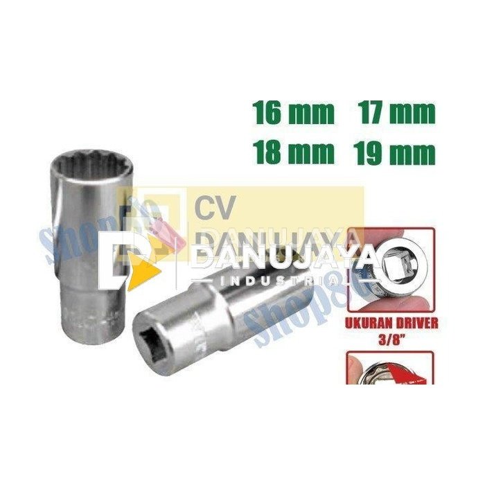 Wipro Mata Kunci Shock Panjang Sok Sock 3/8 inci 12PT 16 17 18 19 mm - 16 mm