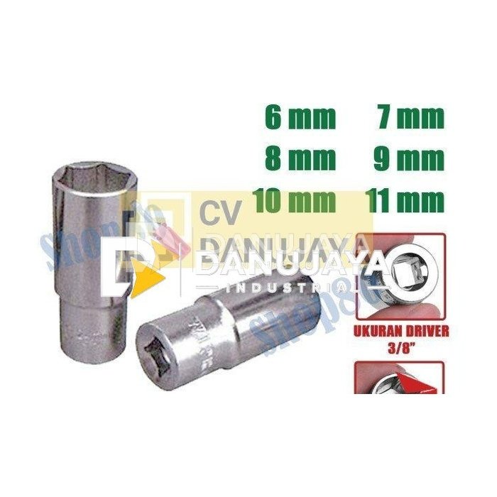 Wipro Mata Kunci Shock Panjang Sok Sock 3/8 inci 6PT 6 7 8 9 10 11 mm - 6 mm
