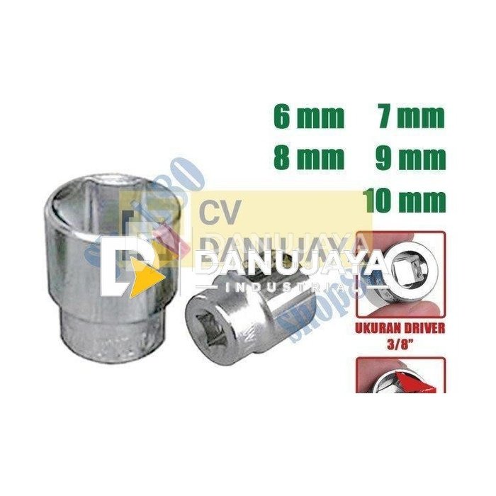 Wipro Mata Kunci Shock Sok Sock 3/8" inci 6PT 6 7 8 9 10 mm - 6 mm