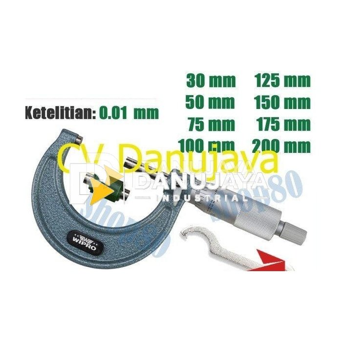 Wipro Micrometer Sekrup Outside Luar 25 50 75 100 125 150 175 200 mm - 0-25mm