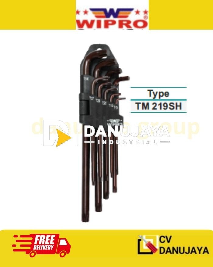 Kunci L Bintang panjang Torx Set 9PCS Panjang WIPRO Baja S2 T10-T50 Allen Key Long Extra Kuat untuk Bengkel & Otomotif