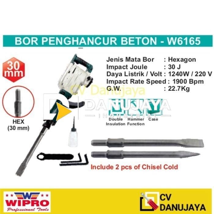 mesin penghancur beton demolition hammer W6165 Wipro