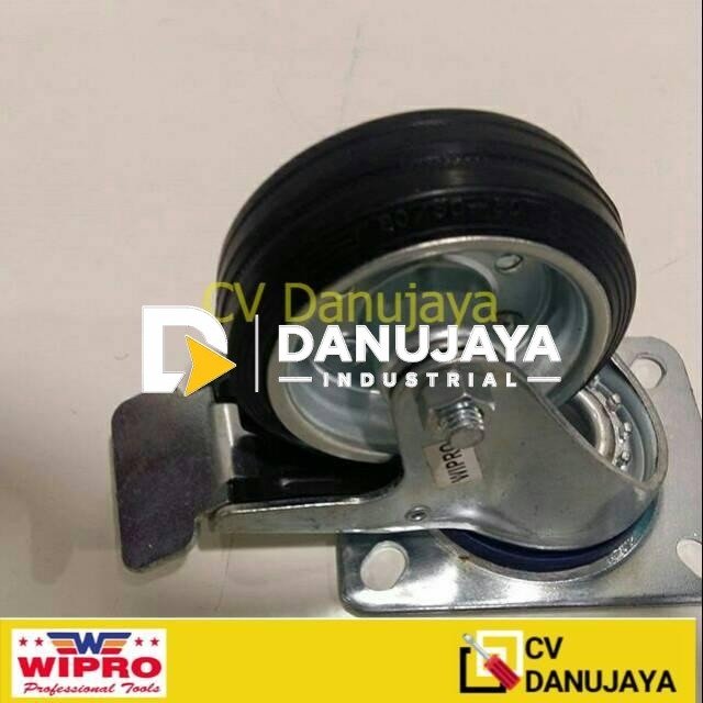 Roda karet hidup+rem 3" wipro