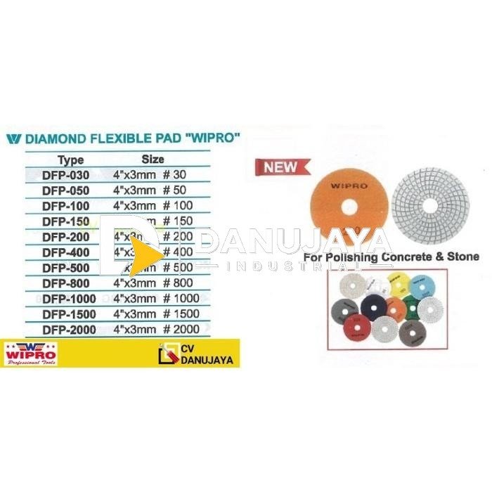 Dimond Flexible Pad For Polishing Concrete 4 Inch Grit 30-3000 Wipro