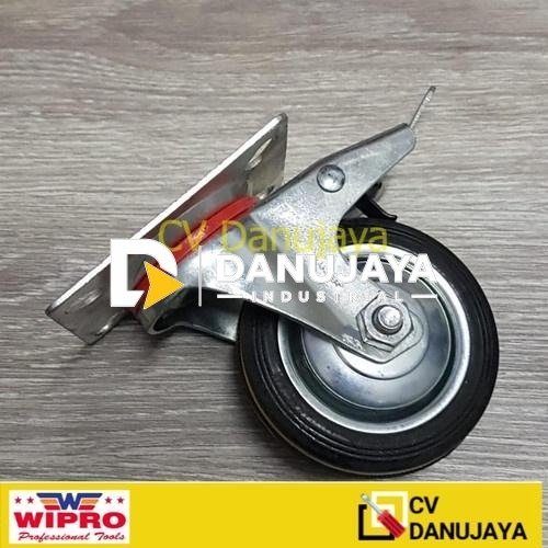 RODA KARET REM 3 IN RODA LEMARI RODA GEROBAK HITAM HIDUP REM SWIVEL BRAKE CASTER 3 INCH 75MM
