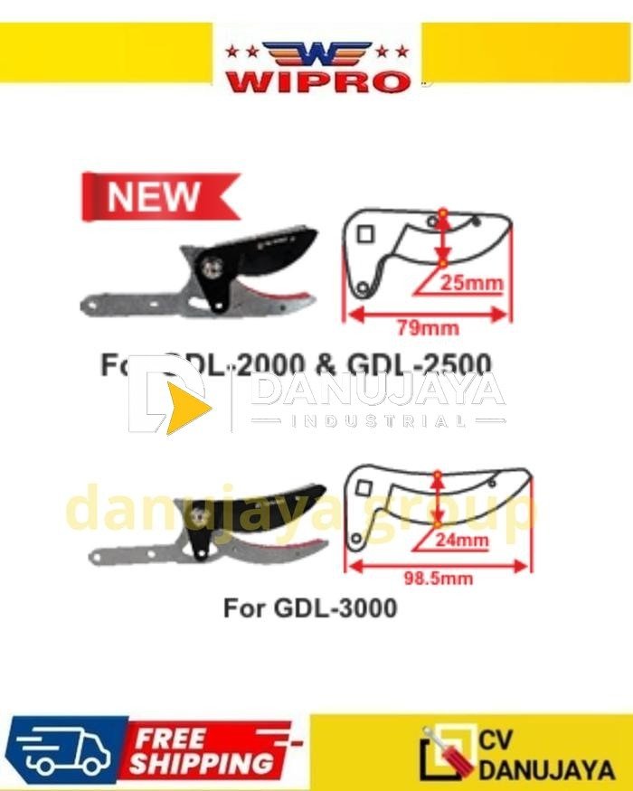 WIPRO Pisau Cadangan Blade Set Gunting Dahan Pohon Teleskopik Type GDL-2000 GDL-2500 dan GDL-3000 Material Kuat Tajam Ukuran 25mm & 24mm