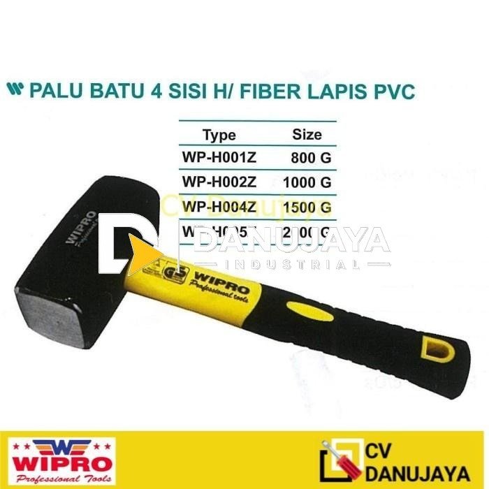 Palu Batu 4 Sisi Handle Fiber Lapis PVC Size 1000 Gram - Wipro WP-H002