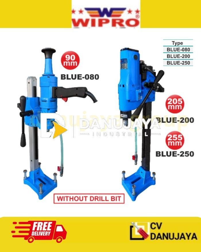 Mesin Bor Beton 90mm 90 mm BLUE-080  BLUE-200 BLUE-250 Wipro Diamond Core Drill Blue Series 205mm 255mm Alat Pelubang Beton Mesin Coring