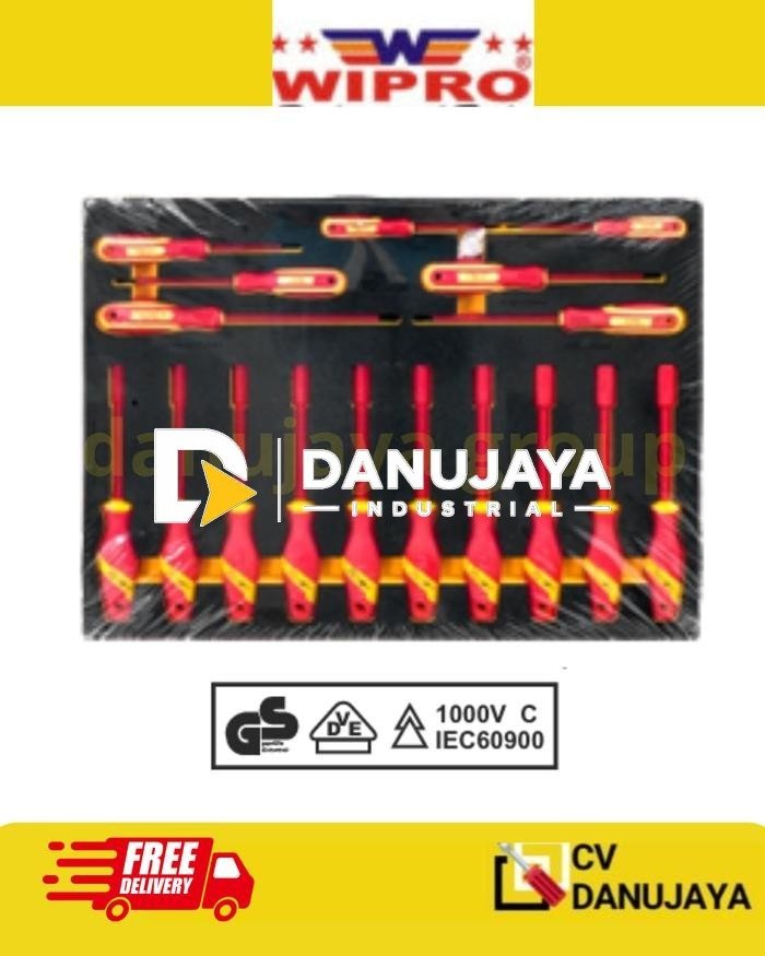 Insulated Tool Set 17 PCS Screwdriver Insulated Nut Driver Paket Perkakas Isolasi Listrik Set Isi 17PCS Wipro Obeng Sok Isolasi ITS-017