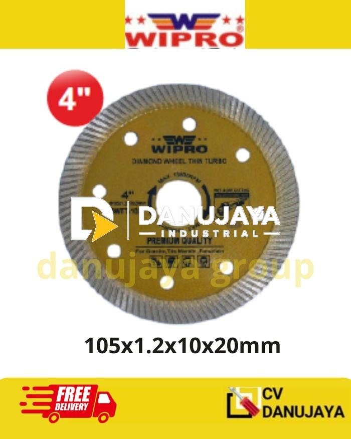 Mata Gerinda Diamond Wheel 4 Inch DWTT-103 WIPRO Thin Turbo Potong Granit Keramik Marmer Porcelain 105x1.2x20mm