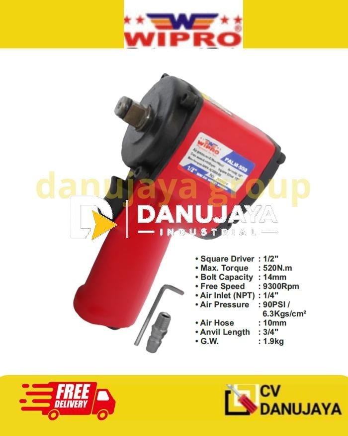 Air Impact Wrench Mini 1/2 Inch PALM-500 520Nm 9300RPM Angin Kompresor Kunci Impact Pneumatic Heavy Duty 97mm