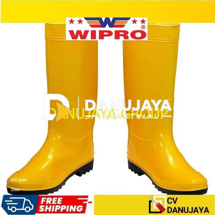 WIPRO Sepatu Karet Tinggi Savety Boot Boots Save Anti Air Hujan Banjir Proyek Outdoor Kerja Kuning Hitam No.41