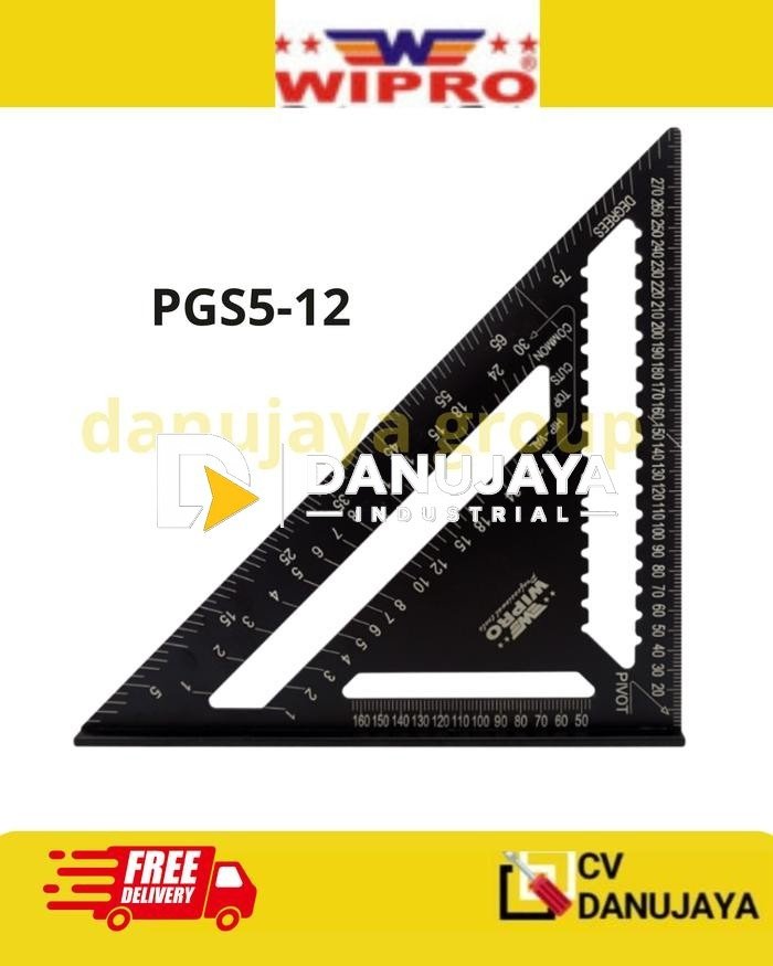 WIPRO Speed Square 12 Inch PGS5-12 Penggaris Segitiga Sudut Aluminium Presisi Alat Ukur Tukang Kayu