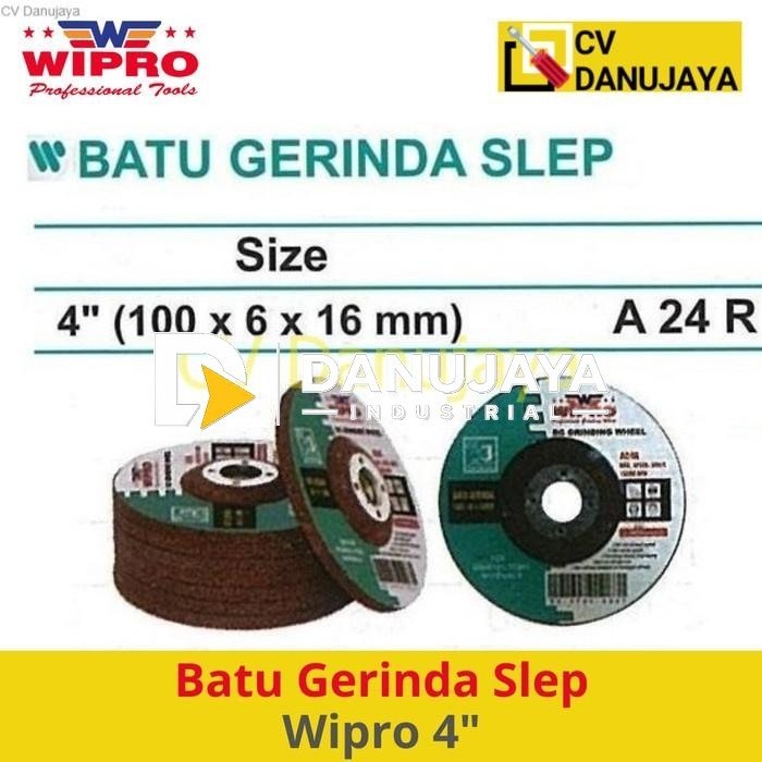 Batu Gerinda Slep 4" inch 100 x 6 x 16mm Wipro A 24 R