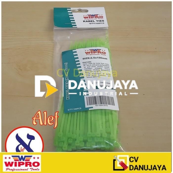 Kabel Cable Tie Tis Ties Tali Ikat Hijau 150 mm 15 cm green wipro