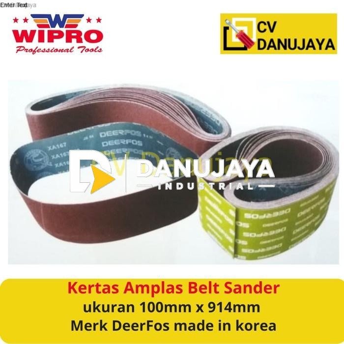 Kertas Amplas Alat Gosok Belt Sander ukuran 100mm x 914mm DeerFos