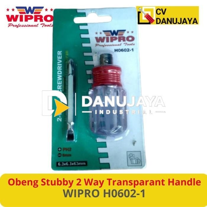 Obeng Stubby 2 Way Transparant Handle Gagang Bogel Bolak Balik WIPRO H0602-1