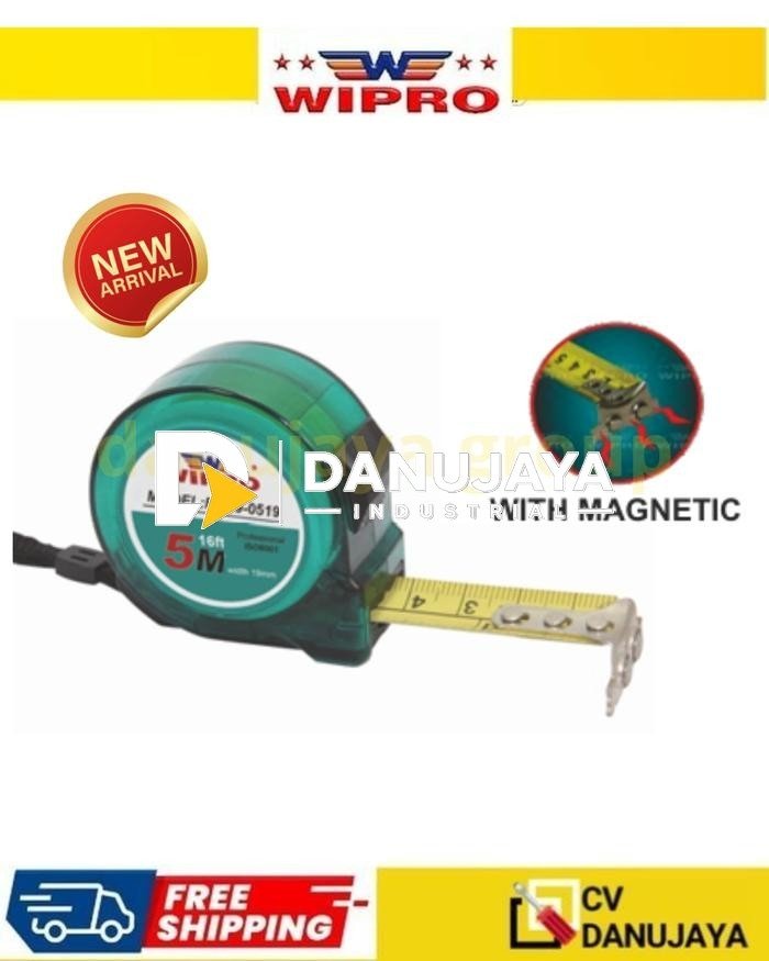 Meteran Gulung 3 meter 5 meter 7.5 meter Roll Meter Ukuran Tansparant Transparan Dengan Magnet Wipro RM99 3M 5M 7.5M
