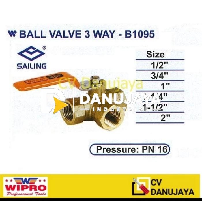 BALL VALVE 3 WAY PINTU 2" Inch Inchi Kuningan Kran Keran Faucet Cabang Triway Sailing B1095 - Onda
