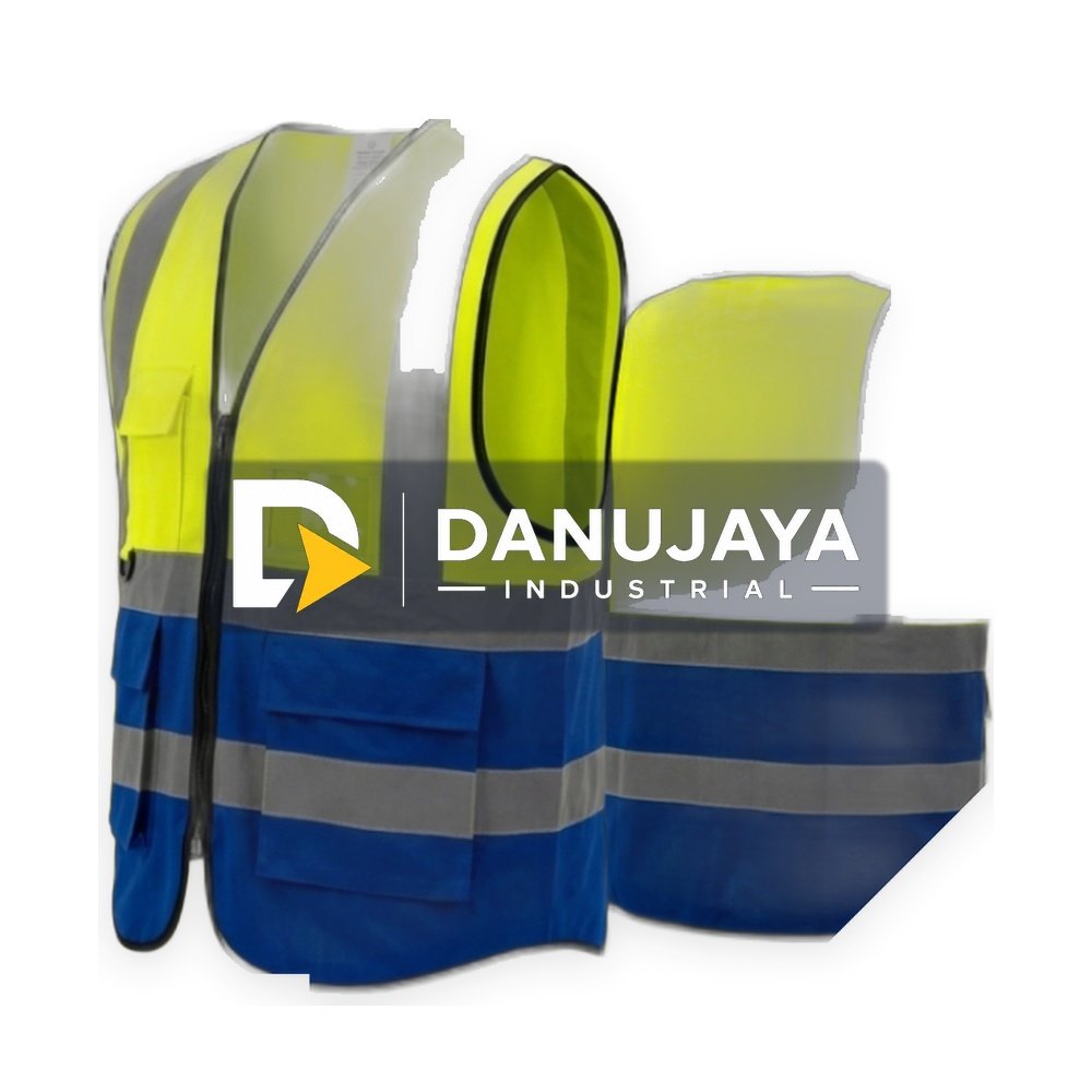 GOSAVE Vizor Rompi Proyek Jaring Tebal Resleting 5 Kantong Kombinasi Hijau Biru