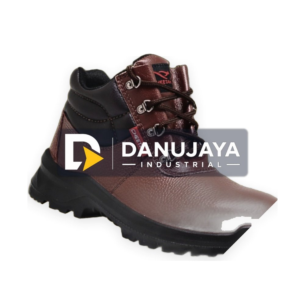 GARANSI Sepatu Safety Cheetah 7106C Coklat Original Tahan Panas Oil Resistant