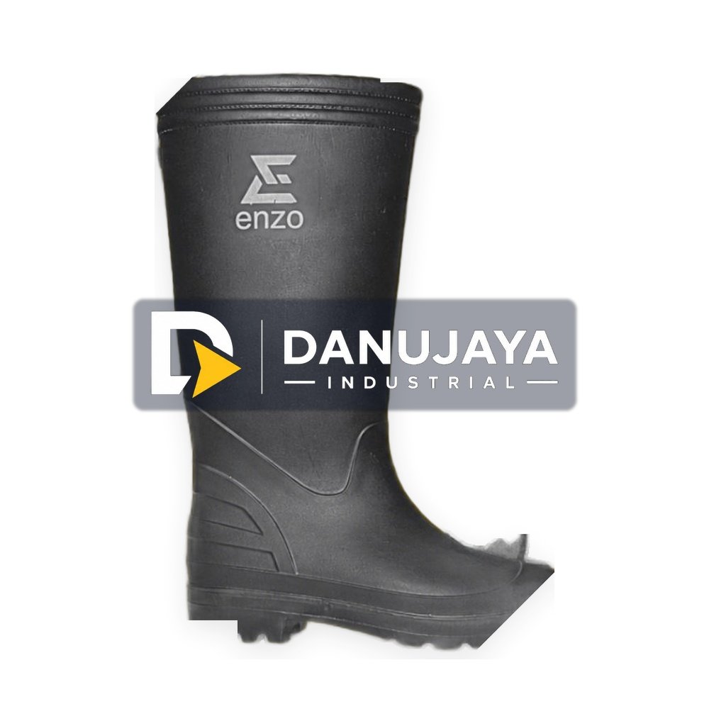 Sepatu PVC Boots Tinggi ENZO Hitam Kebun Proyek Anti Air Tahan Lumpur